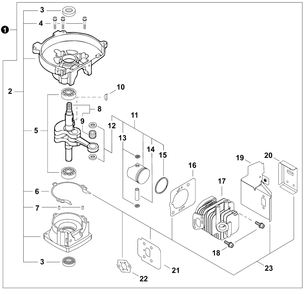 Engine Diagram and Parts List for TC-210 E14714001001 - E14714999999 Echo Tiller
