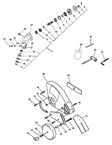 Gearcase, Shield, Tools Diagram and Parts List for PE-2601 Type 1E Echo Edger