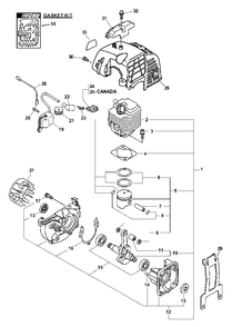 Engine, Ignition, Cylinder Cover S/N: 001001 - 505899 Diagram and Parts List for PPT-2400  Echo Pole Saw