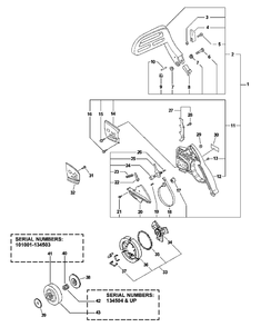 Chain Brake, Clutch Diagram and Parts List for CS-4400 (Type 1E)(101001 - 999999) Echo Chainsaw