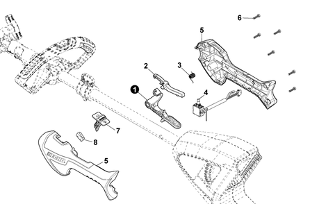Control Handle Diagram and Parts List for DPAS-2100SB 404PAS000001 - 404PAS999999 Echo Trimmer