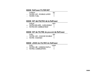90008 Repower Filter Kit Diagram and Parts List for WP-1000 (Type 1E)(W15103001001 - W15103999999) Echo Water Pump