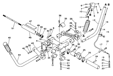 Driveshaft, Handles, Throttle Diagram and Parts List for SRM-400 AE Version Echo Trimmer