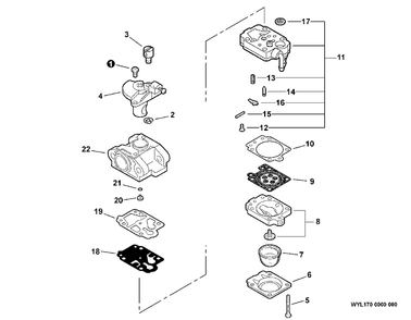 Carburetor -- Wyl-170 Diagram and Parts List for SRM-22GESU S55822001001 - S55822999999 Echo Brush Cutter