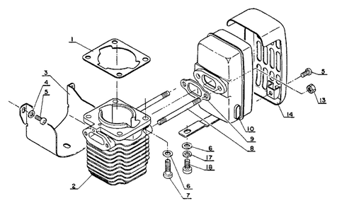 Cylinder Diagram and Parts List for SRM-202 FA Version Echo Trimmer