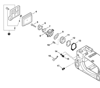 Intake Diagram and Parts List for CS-303T C83829001001 - C83829999999 Echo Chainsaw