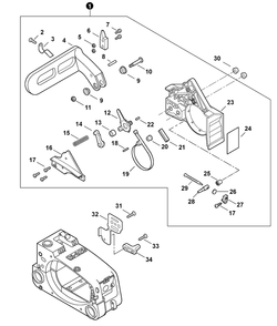 Chain Brake Diagram and Parts List for CS-303T C83829001001 - C83829999999 Echo Chainsaw