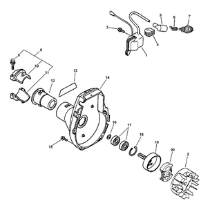 Ignition, Fan Case Diagram and Parts List for SRM-2100 159491 - 999999 Echo Trimmer