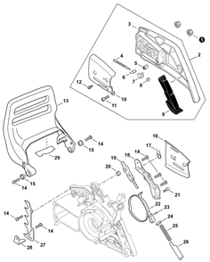 Chain Brake Diagram and Parts List for CS-590 C84329001001 - C84329999999 Echo Chainsaw
