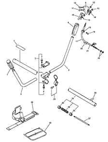 Drive Shaft, Handles, Throttle, Stop Switch, Harness Diagram and Parts List for SRM-2100 159491 - 999999 Echo Trimmer