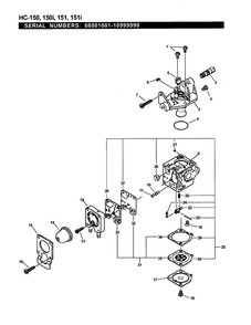 Carburetor Diagram and Parts List for HC-151I 08001001-10999999 Echo Hedge Trimmer