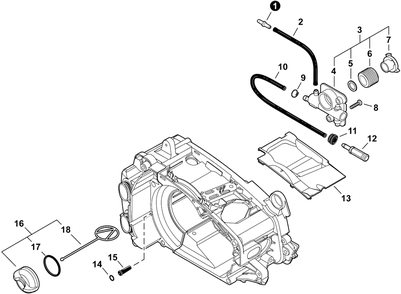 Oil System Diagram and Parts List for CS-355T C85015001001 - C85015999999 Echo Chainsaw