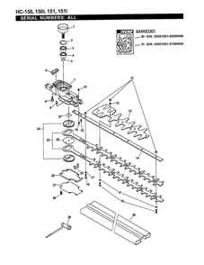 Cutters/Gearcase/Tools Diagram and Parts List for HC-151I 08001001-10999999 Echo Hedge Trimmer