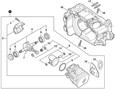 Engine Diagram and Parts List for CS-355T C85015001001 - C85015999999 Echo Chainsaw