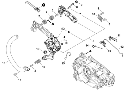 Handles, Throttle Control Diagram and Parts List for CS-2511T C80115001001 - C80115999999 Echo Chainsaw