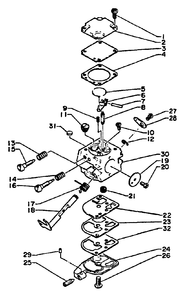 Carburetor Diagram and Parts List for CS-290EVL 000001 - 008580 Echo Chainsaw
