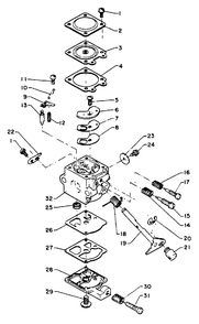 Carburetor Diagram and Parts List for SRM-210 E Version Echo Trimmer
