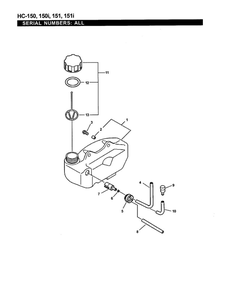 Fuel System Diagram and Parts List for HC-151I 08001001-10999999 Echo Hedge Trimmer