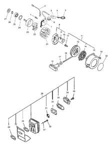 Ignition, Starter, Clutch, Muffler Diagram and Parts List for PPF-2100 509500 - 999999 Echo Pole Saw