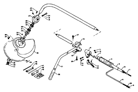 Driveshaft, Handles, Throttle, Gear Case, Shield, Tools Diagram and Parts List for SRM-140 D Version Echo Trimmer