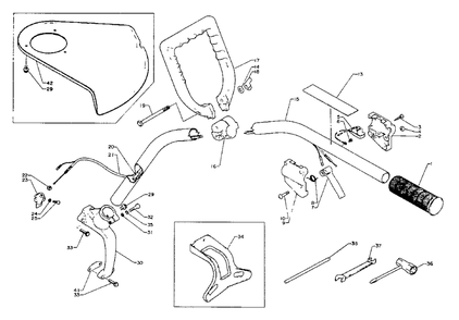 Driveshaft, Throttle, Handles, Stop Switch, Stand, Debris Shield, Tools Diagram and Parts List for GTL-140 0010205 - 9999999 Echo Trimmer
