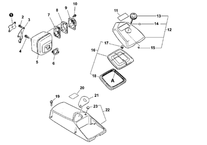Exhaust, Air Cleaner Diagram and Parts List for QV-8000 (Type 1E)(C90303001001 - C90303999999) Echo Chainsaw