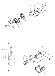 Intake, Air Filter, Fuel System Diagram and Parts List for PPFD-2400 501001 - 999999 Echo Pole Saw
