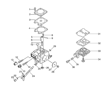 Carburetor Diagram and Parts List for PB-400E (Type 2E)(509501 - 999999) Echo Leaf Blower / Vacuum