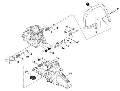 Handles Diagram and Parts List for CS-590 C84329001001 - C84329999999 Echo Chainsaw