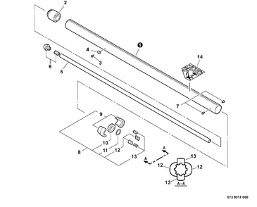 Main Pipe -- Upper Diagram and Parts List for PPT-2400 (Type 1E)(E14220001001 - E14220999999) Echo Pole Saw