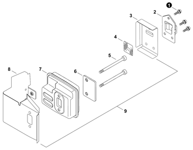 Exhaust Diagram and Parts List for TC-210 E14714001001 - E14714999999 Echo Tiller