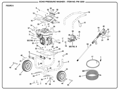 Figure A Diagram and Parts List for PW-3200 (Revision 01)(090079437)(2019-12) Echo Pressure Washer