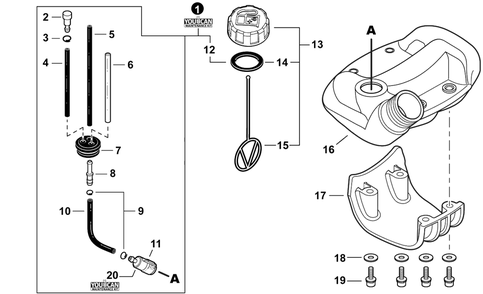 Fuel System Diagram and Parts List for SRM-266 U54313001001 - U54313999999 Echo Trimmer