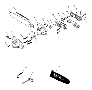 Gear Case, Guide Bar, Cutting Chain, Tools Diagram and Parts List for PPF-2100 001001 - 506099 Echo Pole Saw