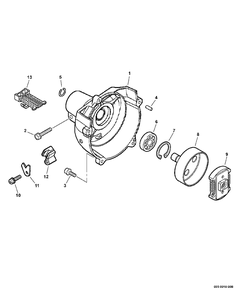 Clutch, Fan Case Diagram and Parts List for SRM-251 08001001 - 08999999 Echo Trimmer