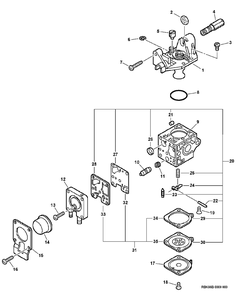 Carburetor -- Rb-K66b Diagram and Parts List for GT-201 06001001 - 06999999 Echo Trimmer