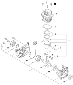 Engine Diagram and Parts List for SRM-4510 U53726001001 - U53726999999 Echo Brush Cutter