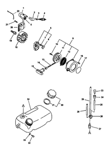 Ignition, Starter, Fuel System Diagram and Parts List for PB-24LN Type 1E Echo Leaf Blower / Vacuum
