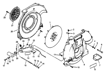 Fan, Housings, Switch, Throttle (06/96) Diagram and Parts List for PB-400E (Type 1E)(001001 - 509500) Echo Leaf Blower / Vacuum