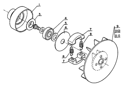 Clutch, Fan Diagram and Parts List for SRM-202 FA Version Echo Trimmer