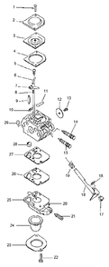 Carburetor Diagram and Parts List for PPF-2100 506100 - 509499 Echo Pole Saw