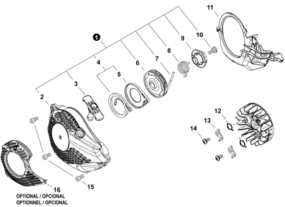 Starter Diagram and Parts List for CS-2511T C80115001001 - C80115999999 Echo Chainsaw