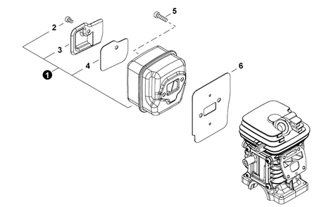 Exhaust Diagram and Parts List for CS-4010 C91315001001 - C91315999999 Echo Chainsaw