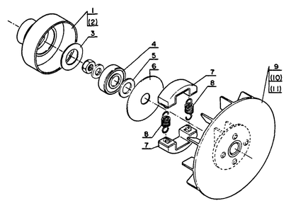 Clutch, Fan Diagram and Parts List for SRM-202 F Version Echo Trimmer