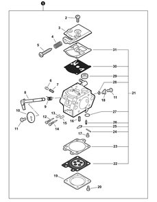 Carburetor Diagram and Parts List for CS-303T C83829001001 - C83829999999 Echo Chainsaw