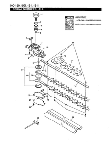 Cutters/Gear Case/Tools Diagram and Parts List for HC-151I 05001001-07999999 Echo Hedge Trimmer