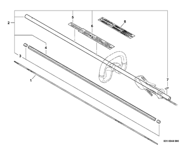 Main Pipe, Flexible Driveshaft Diagram and Parts List for SRM-251 08001001 - 08999999 Echo Trimmer