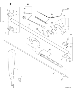 Main Pipe -- Lower, Control Handle, Throttle Cable, Shoulder Strap Diagram and Parts List for PPT-2400 (Type 1E)(E14220001001 - E14220999999) Echo Pole Saw