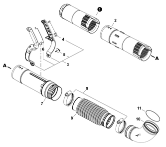 Blower Tubes Diagram and Parts List for PB-9010H P55915001001 - P55915999999 Echo Leaf Blower / Vacuum