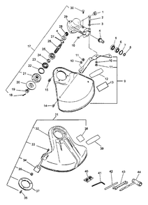 Gear Case, Shield, Tools Diagram and Parts List for SRM-3100S Type 1E Echo Trimmer